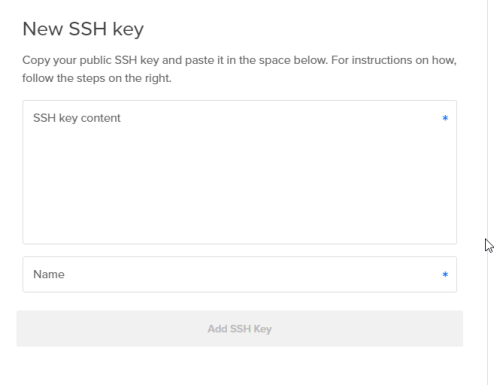 Add New SSH Key Entry Form